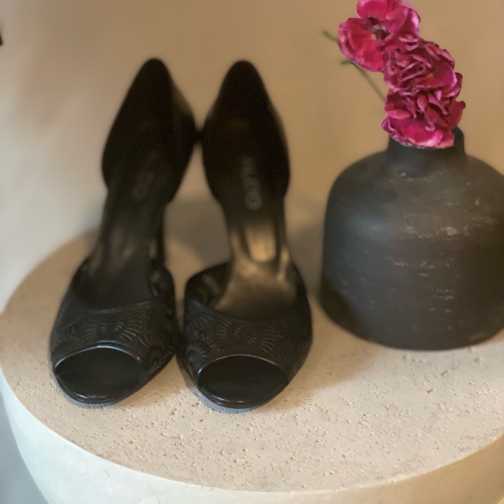 Black Peep-Toe With Laser Cut Design